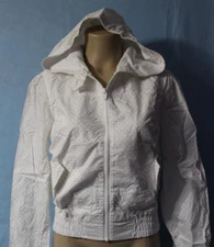 NEW Aeropostale White Tan Polka-Dot Hooded Zip Jacket Size S See Measurements*
