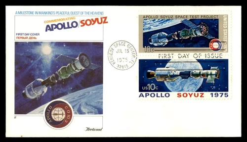 RUSSIA SPACE SOYUZ  COOPERATION W/AMERICA 1975 LINK-UP FLEETWOOD CACHET FDC UNA