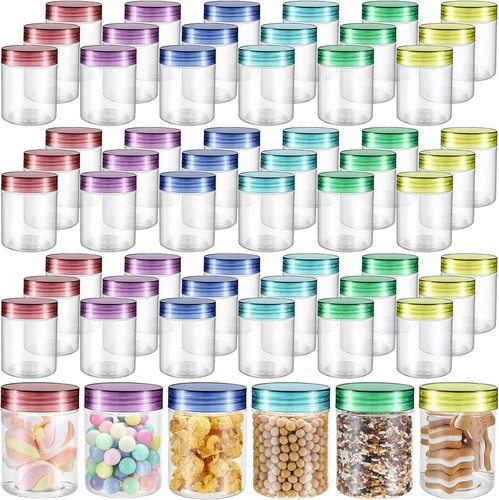Multi-Purpose 8 oz Clear Plastic Jars with Colorful Lids - Leakproof Storage - Picture 3 of 9