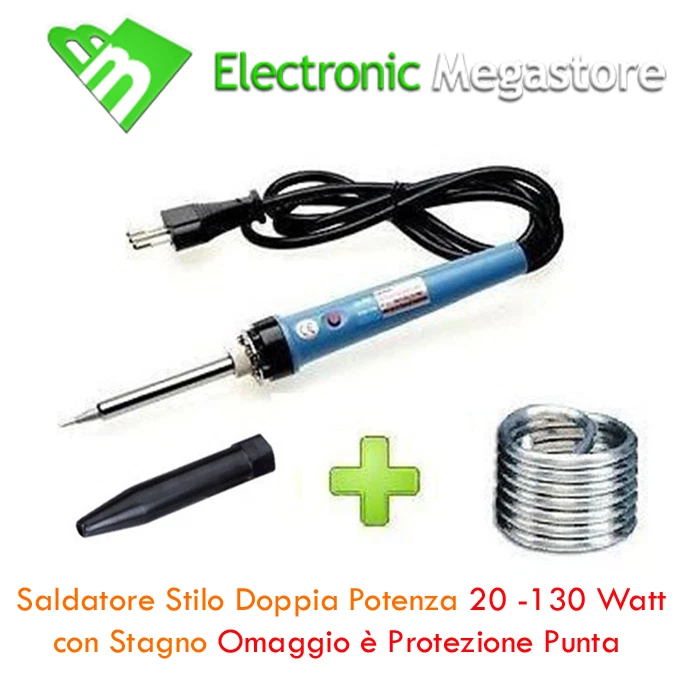 MKC-GBC SALDATORE STILO DOPPIA POTENZA 20WATT 130 WATT ATTIVAZIONE A PULS STAGNO OMAGGIO