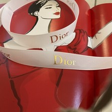 1 Yard of DIOR Ribbon White Satin w/Gold SOLD BY YARD