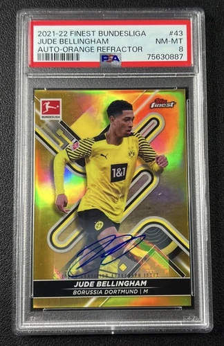 Jude Bellingham PSA 8 2021-22 Topps Finest Bundesliga Orange Refractor Auto 3/25