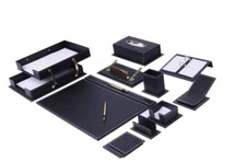 Vega Leather Desk Set with 14 Accessories- Desk Storage Organizer Set- 14 PCS