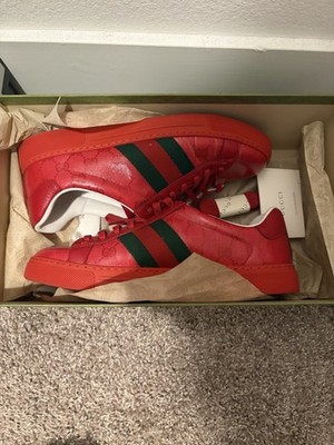 Gucci Ace GG Crystal Canvas Green/Red Low Top Lace-Up Men s Sneakers