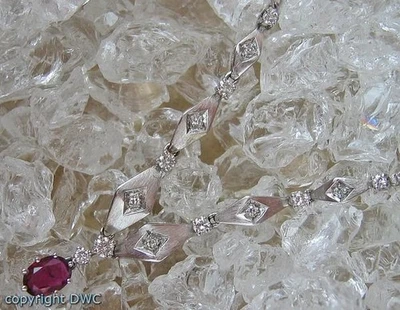 Hals Kette Collier mit Diamanten Diamant Rubin Rubine Brillanten Gold 585 - Bild 1 von 4