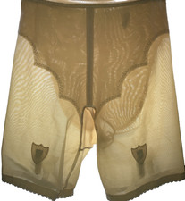 M High Waist Vanity Fair 41-32 Bottom Girdle Mesh Control Garters 60s Beige