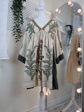 Boho Embroidered Folk Tunic Dress Loose Fit Resort Vacation Dress Ethnic Summer