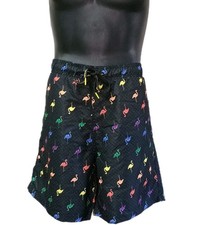 NWT Surf Society Lined Swim Trunks Black Multi Flamingos Men's Large MSRP 52