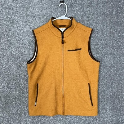 Ritter Vest Mens Medium Upcycled Alpaca Wool Full Zip Lined Sleeveless Orange