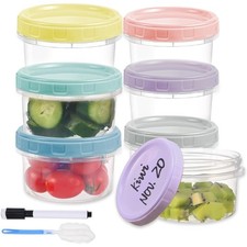 Reusable 8 oz Clear Plastic Food Storage Containers with Lids 6 Pack Leakproof