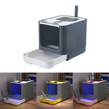 XL Large Cat Litter Box Pet Toilet Skylight Enclosed Drawer Scoop Covered Tray