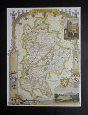 9.50" x 12.6"  REPRODUCTION OF AN  1830  THOMAS MOULE  COUNTY MAP   BEDFORDSHIRE
