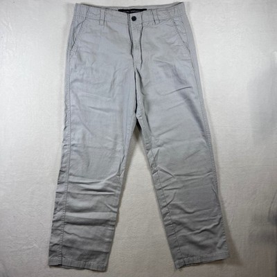 Marc Anthony Mens 34x32 Light Gray Blue Linen Blend Straight Leg Casual Pants
