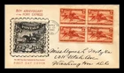 US COVER PONY EXPRESS 80TH ANNIVERSARY FDC SCOTT 894 BLOCK OF 4