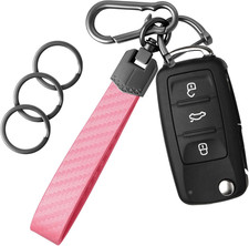 Leather Car Keychain,Carabiner Clip Key Fob Keychain for Home Car Keys Women Men