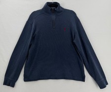 EUC Men's Polo Ralph Lauren Quarter Zip Pullover Sweater - Navy Blue, Medium