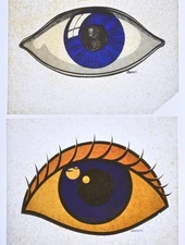 Original VINTAGE 1970s Heat Transfer | His/Her Eyes (2 transfers)