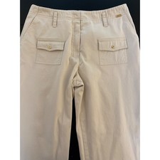 St. John Sport by Marie Gray Cropped Pants Size 6 Beige Luxury Chino Zipper Hem