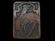 TF01152 VINTAGE 1970s BRONC RIDER RODEO WESTERN COWBOY BELT BUCKLE