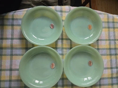 1950's Fire King Ovenware "Jane Ray" Ribbed Jadeite Bowl 7.5 Inch NOS W/ Tag