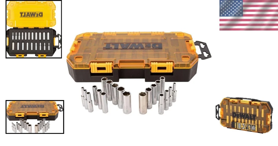 Durable 20-Piece Deep Socket Set with Accurate Grip & Lockable Storage Case - Image 2 of 4