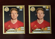 Panini 2018 World Cup # 522  KEVIN DE BRUYNE- Swiss Gold Edition -2 Stickers