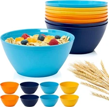 US Acrylic Wheat Straw Unbreakable 28 oz. Stackable Cereal Bowls for Snacks & Ic