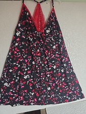 JOYSPUN CHEMISE BLACK RED LACE TRIM ADJUSTABLE STRAP LITE WEIGHT SZ 3X 22W-24W