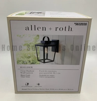 Lowe's allen roth Holliser Hardwired Dusk Dawn Wall Light Black 5632030 #S5500 - Image 1 of 4