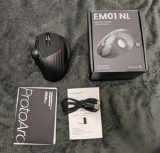 ProtoArc Wireless Trackball Mouse EM01 Ergonomic Bluetooth Rollerball Gray