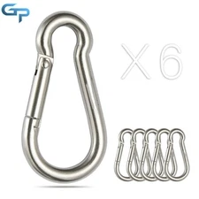 Spring Snap Hook Carabiner Clips Stainless Steel 304, Set Of 6 440 Lbs