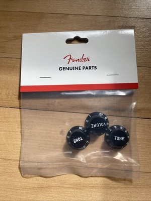 Fender Strat Knob Set 1 Volume & 2 Tone Black (New)