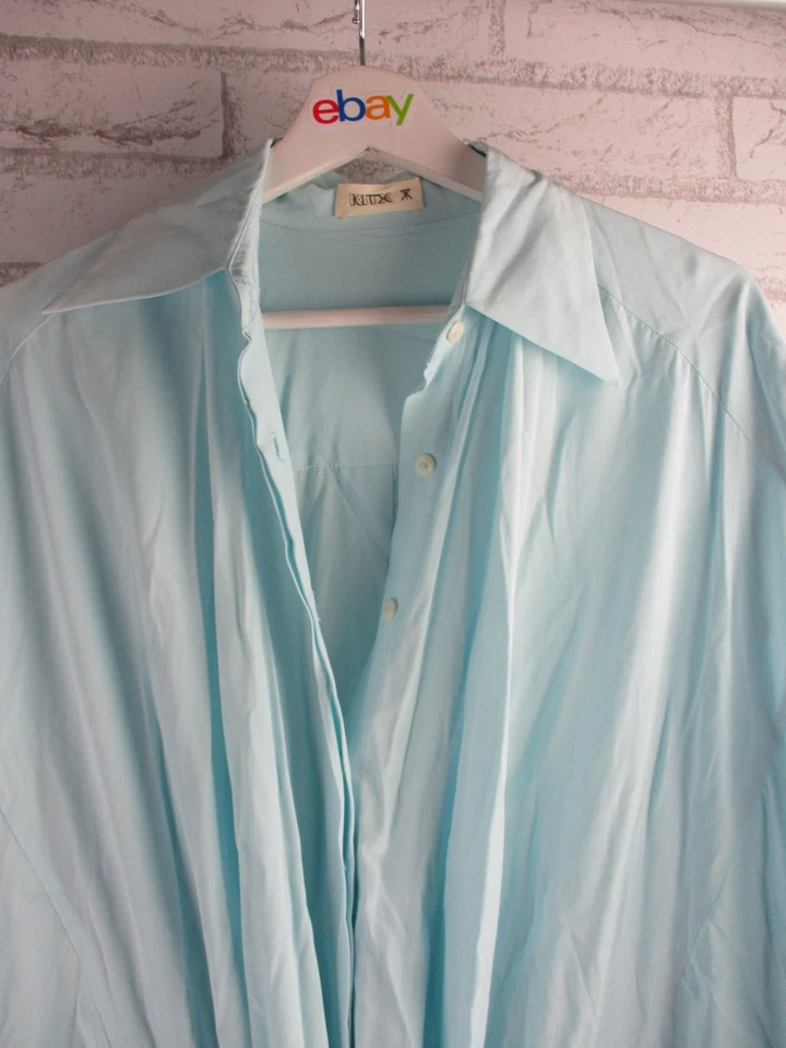 Kit X Mujer Camisa Vestido Azul Claro M Cuello Manga Corta Mezcla Seda Foto 2 de 4