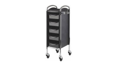 Efalock Arbeitswagen PICCOLO  6002 CliCTEC  schwarz-chrom Stapelboy Salonhilfe
