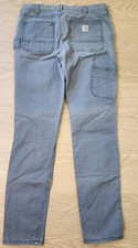 Carhartt Pants Womens 6 Grey Dungaree Slim Fit Double Knee Workwear Jeans 30x28