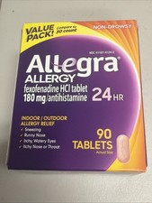 Allegra 24 Hour Allergy Relief 90 Tablets Exp 07/2027
