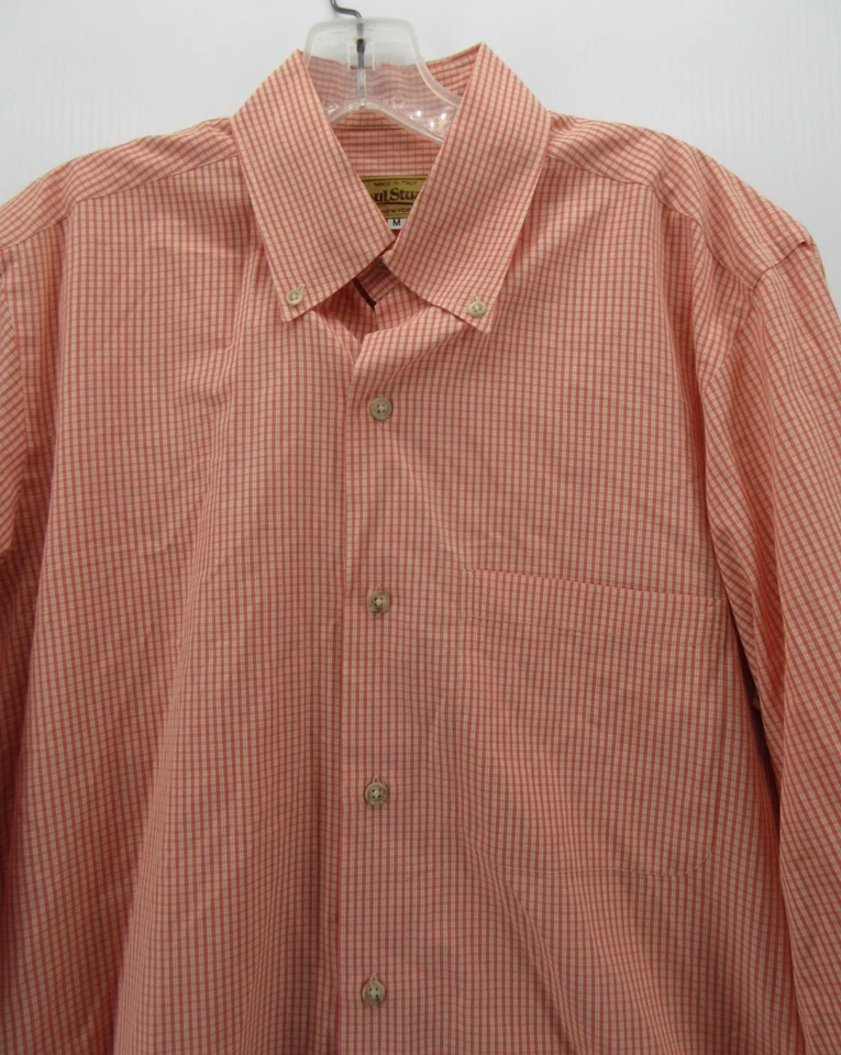 VINTAGE Paul Stuart Shirt Men Medium Orange Button Down Gingham Plaid Italy - Image 2 of 4