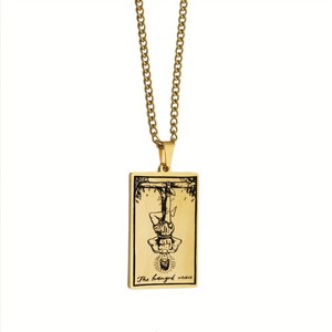 Authentic Tarot Card Pendant Necklace 18k Gold Plated Men Women's Jewelry