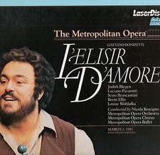 THE METROPOLITAN OPERA "DONIZETTI: L'ELISIR D'AMOUR" 2 LASERDISC BOX SET 1981