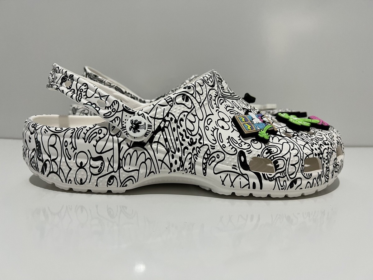 Crocs × Steven Harrington Collab Classic Clog White Black M9 W11 Crocs Steven Harrington doodle black white | Mercari main image 2