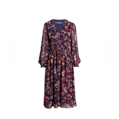 julia jordan floral midi dress Julia Jordan Floral One Shoulder Midi Dress Asymmetic Hem Lilac Multi Size  6