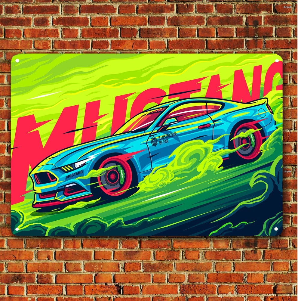 Metal Poster Sports Racing Car Wall Decoration Tin Sign Plaque Ford Mustang