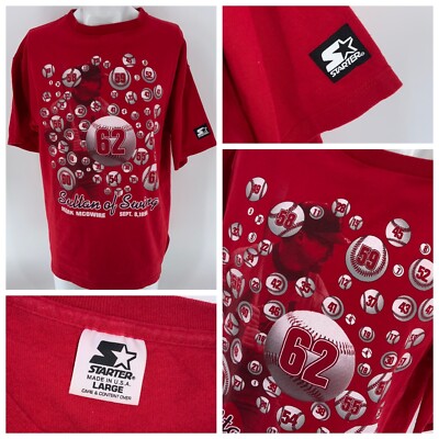 Vintage Starter Mark Mcguire Sultan of Swing T-Shirt Men s L Red MLB YGI Y3-23