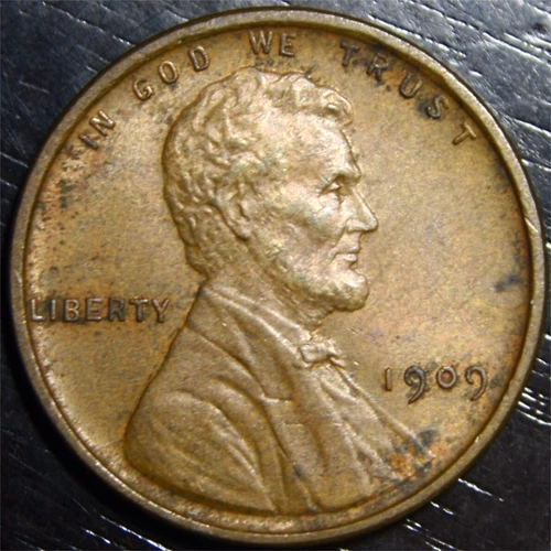 1909 Lincoln Wheat Penny 1c US Coin Philadelphia Mint AU+ Luster