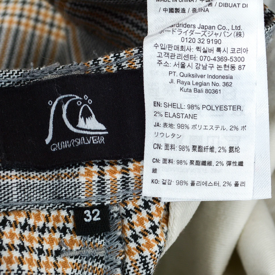 Quiksilver Pantalones Chinos Slim Para Hombre Grises A Cuadros Tartán W32 - Imagen 4 de 4