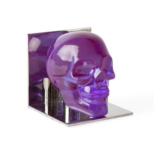 Jonathan Adler Pair of Acrylic Skull Bookends in Purple NIB