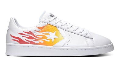 Original CONVERSE PRO LEATHER  (Herren UK Size 7 EUR 40,5) Fire Flame Print