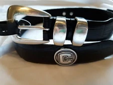 Men's Black Leather Belt With University of Connecticut Conchos Size 30 R+ UCONN