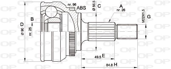 Tête de cardan Audi 100 C2 2.1 à haute résistance contre les vibrations