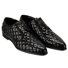 DOLCE & GABBANA Quilted Stitched Leather Derby Shoes COPERNICO Black 12723